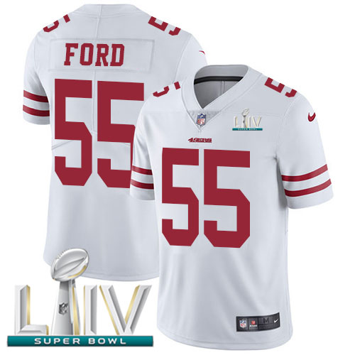 San Francisco 49ers Nike #55 Dee Ford White Super Bowl LIV 2020 Men Stitched NFL Vapor Untouchable Limited Jersey->women nfl jersey->Women Jersey